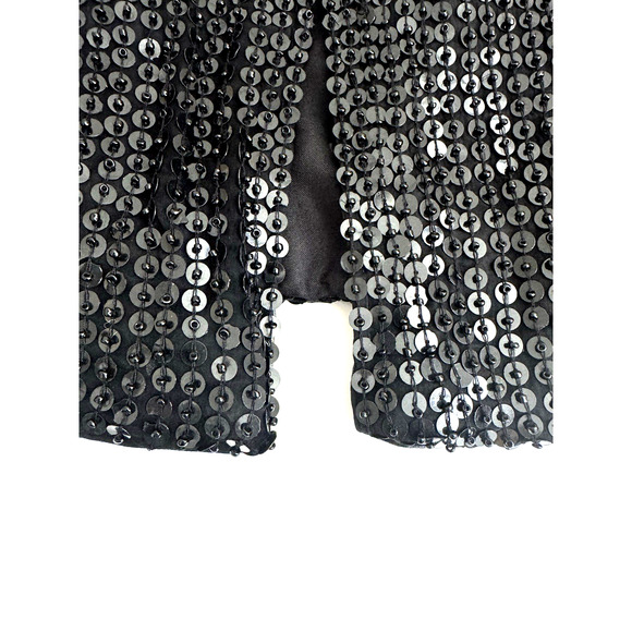 Lew Magram Black Sequins Evening Jacket XL 1-Button 3/4 Sleeves Lined Festive - Picture 3 of 10